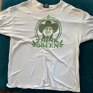 Willie Nelson Think Green Zion Rootswear 2X Vintage Inspired Cannabis Graphic